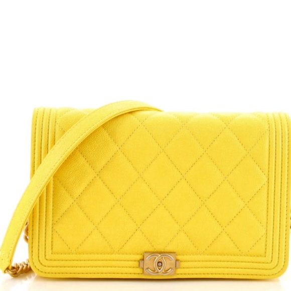 Amazing Condition! CHANEL Boy Wallet On Chain Yellow! 💛💛💛 - Picture 7 of 12